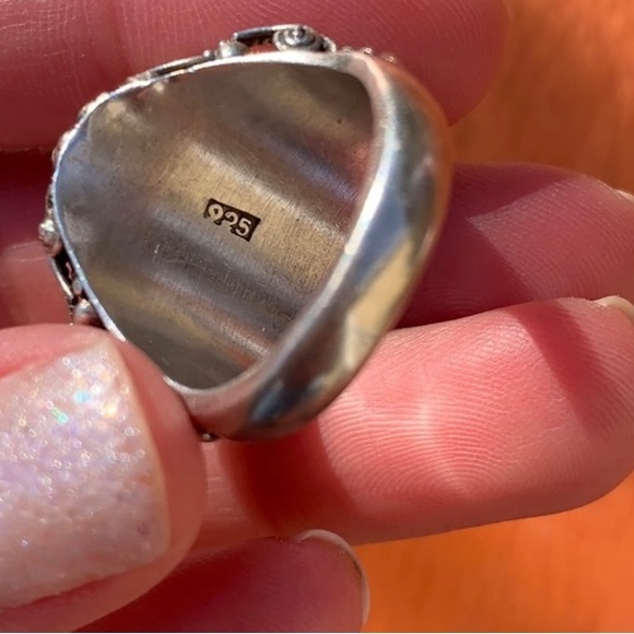 Vintage 925 Sterling Silver Scroll Poison Amethyst stone ring - Picture 4 of 5